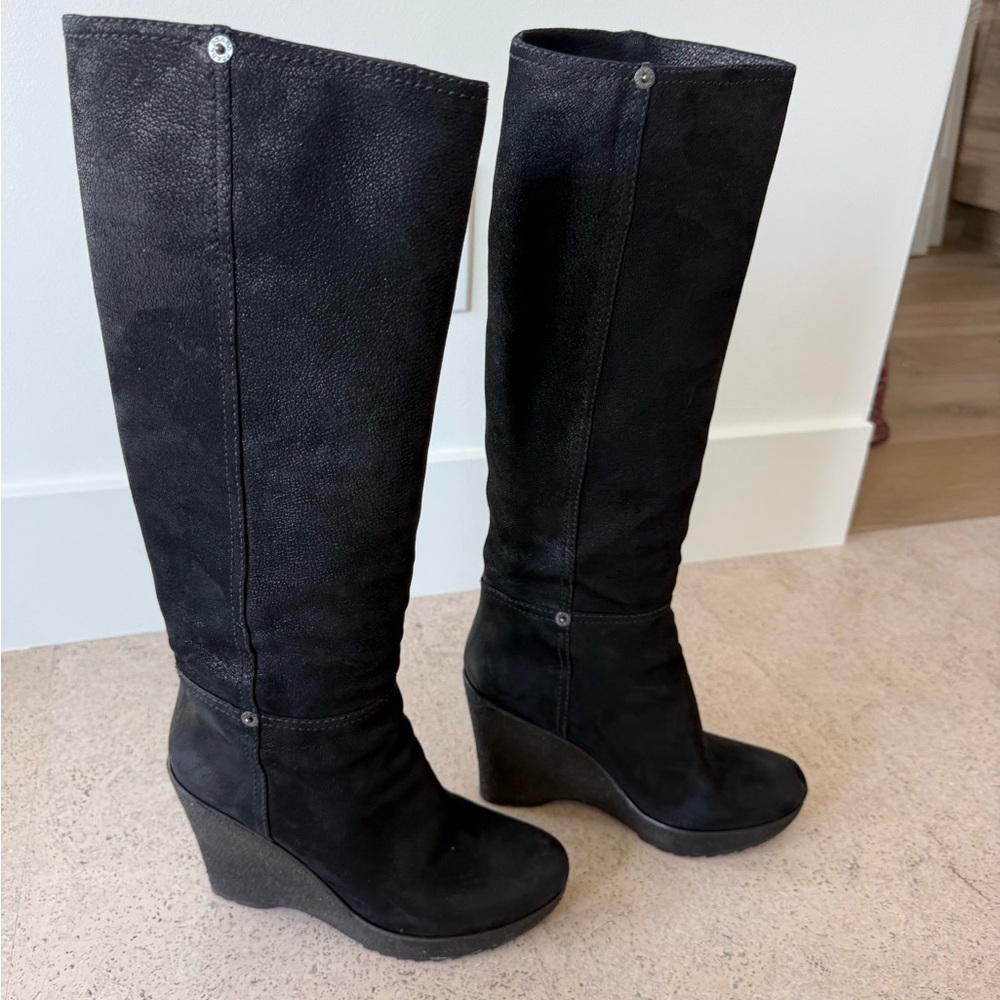 Prada Vintage Black Wedge Boots